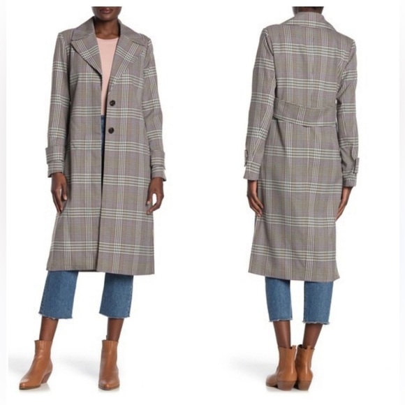 Avec Les Filles Jackets & Blazers - Avec Les Filles Black/ White/ Yellow Plaid Coat